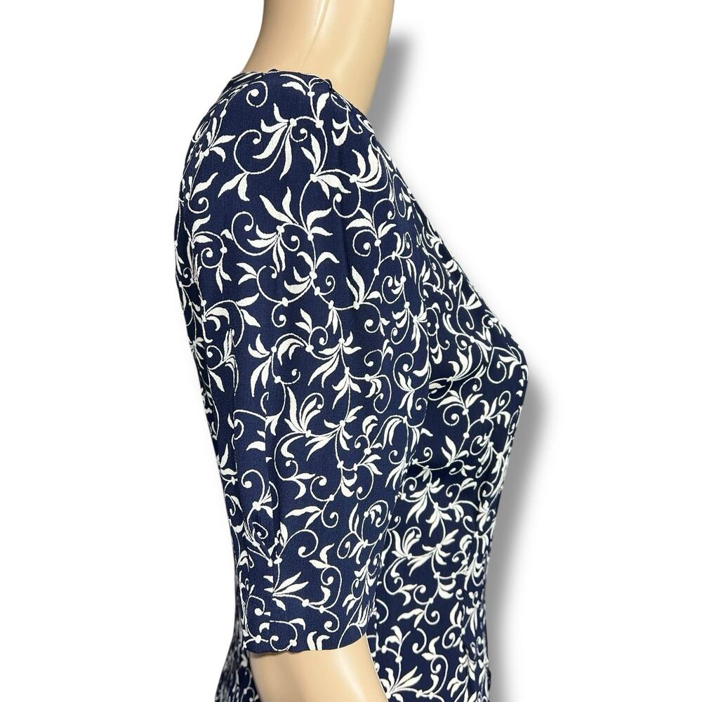 Express Vintage 90s Navy Floral Button Front Midi Shirt Dress Womens Size 10 - Picture 5 of 12